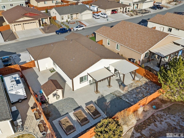 bird's eye view with a residential view