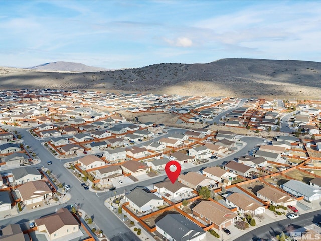 bird's eye view with a residential view and a mountain view