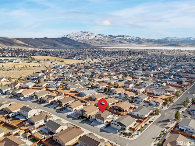 aerial view with a residential view and a mountain view