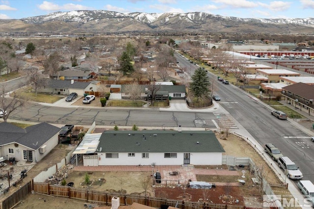 aerial view featuring a residential view and a mountain view