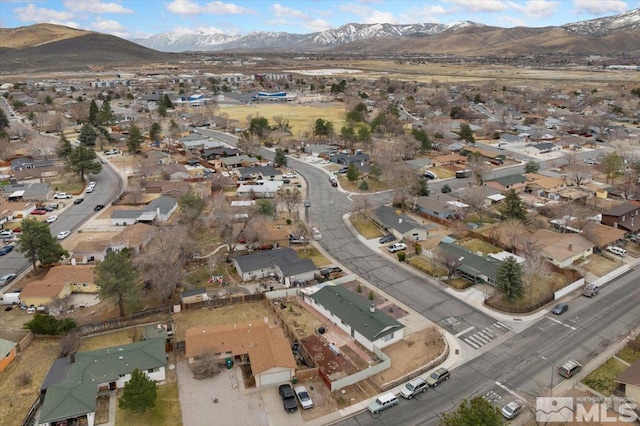 bird's eye view with a residential view and a mountain view