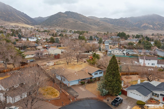 aerial view with a residential view and a mountain view