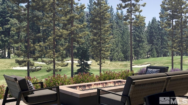 view of patio / terrace featuring view of golf course