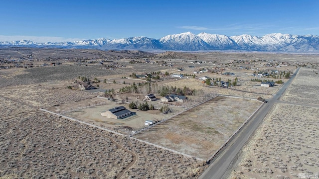 drone / aerial view featuring a mountain view