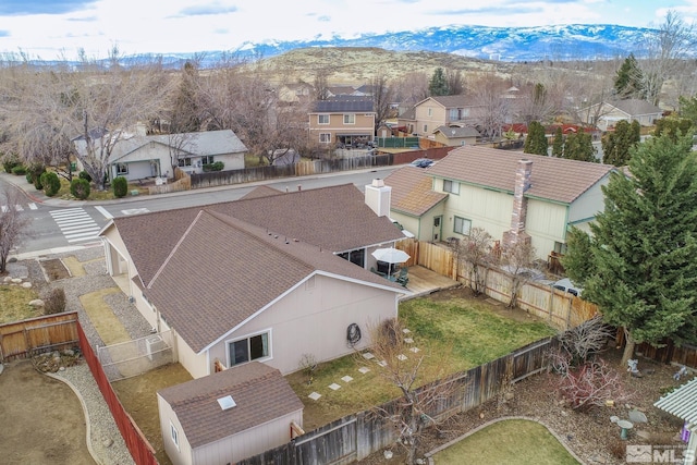 aerial view with a residential view and a mountain view