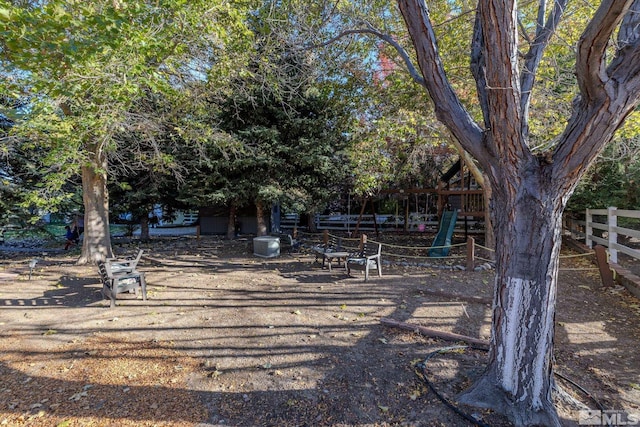 view of yard featuring fence