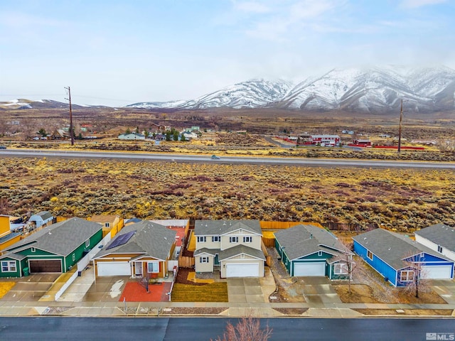 property view of mountains with a residential view