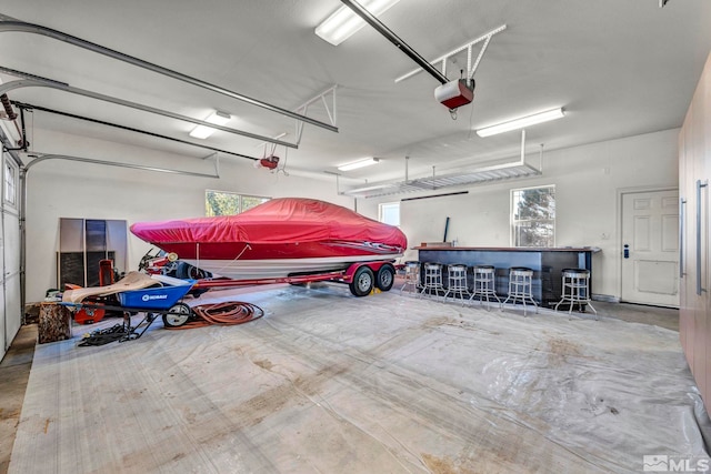 garage with a garage door opener