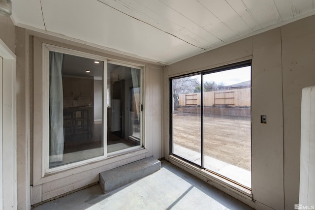 view of unfurnished sunroom