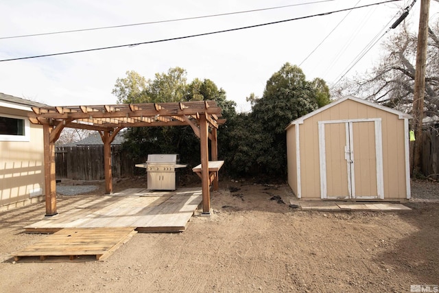 exterior space with fence and a pergola