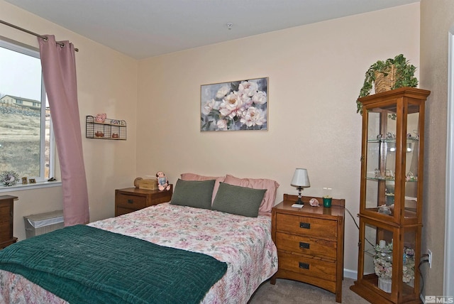 bedroom with carpet floors and multiple windows