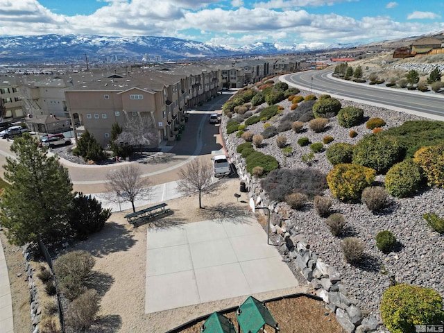 aerial view with a mountain view