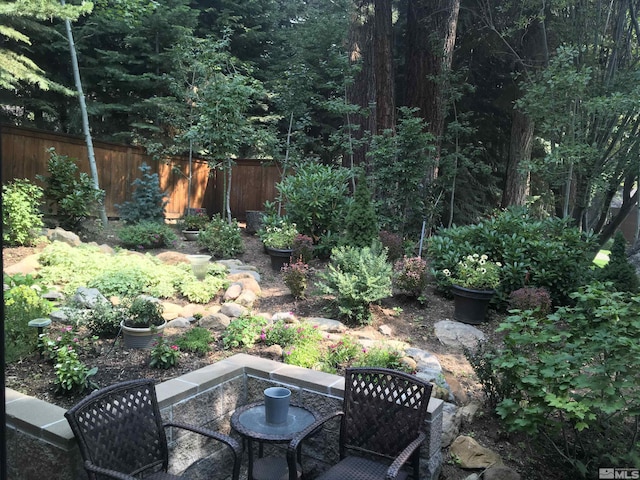 view of yard with a patio area and fence