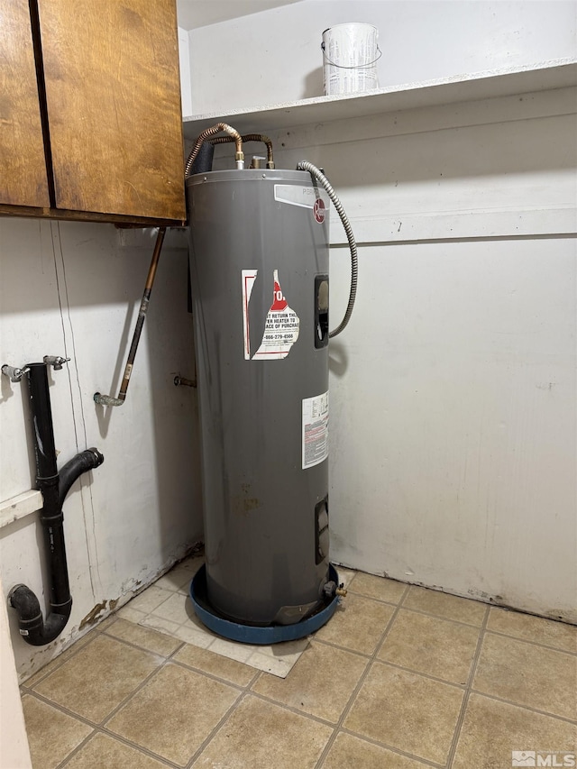 utility room featuring electric water heater