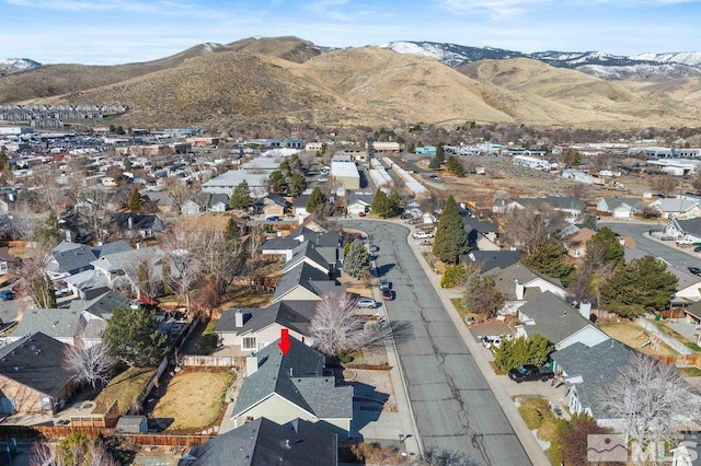 aerial view with a residential view and a mountain view