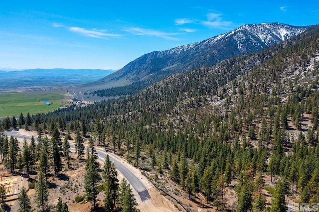 property view of mountains featuring a forest view