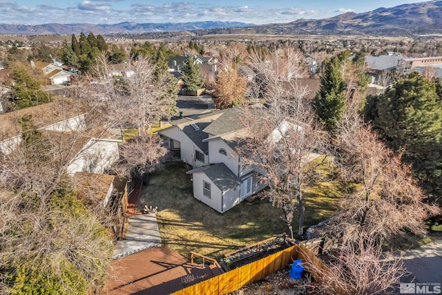 aerial view with a mountain view