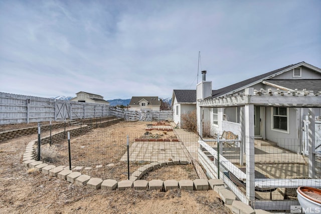 view of yard with a fenced backyard and a patio