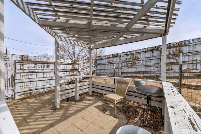 view of patio / terrace featuring a pergola