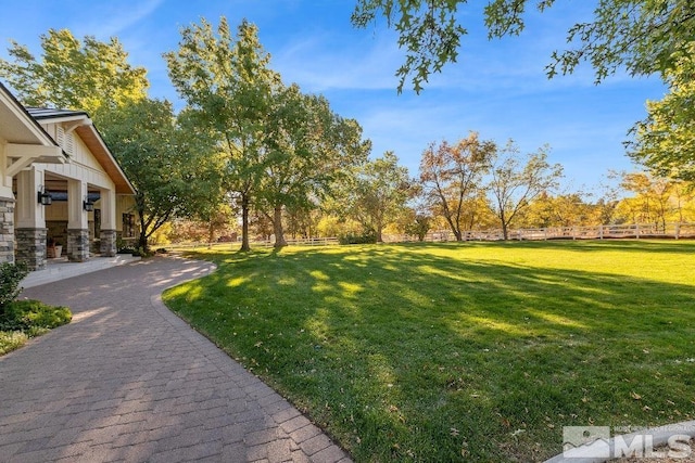 view of yard with fence