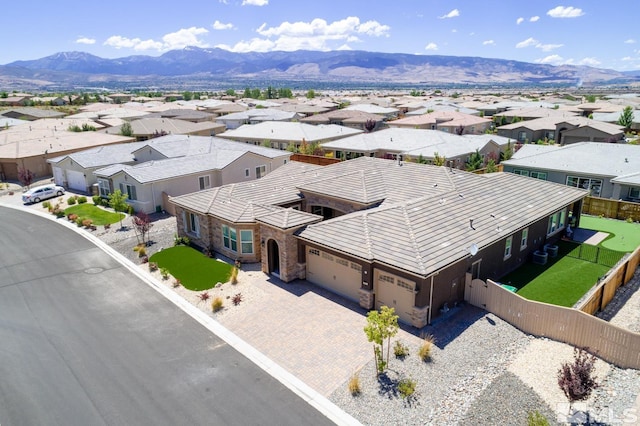 bird's eye view with a mountain view and a residential view