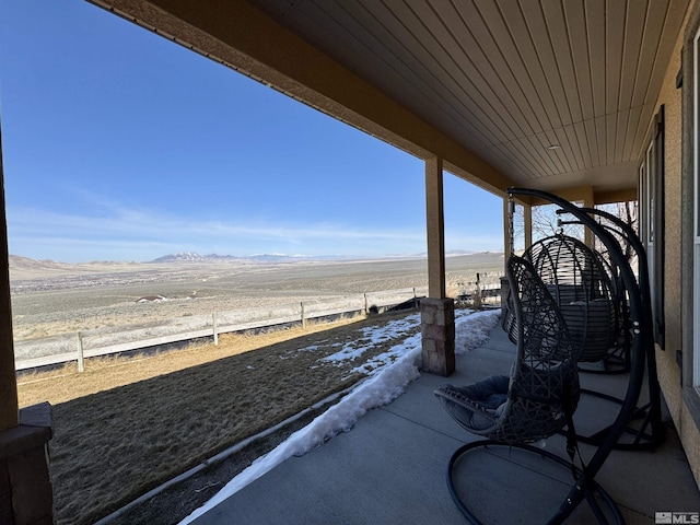 view of patio featuring a mountain view