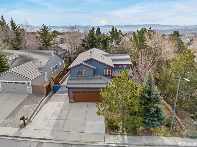 aerial view with a mountain view