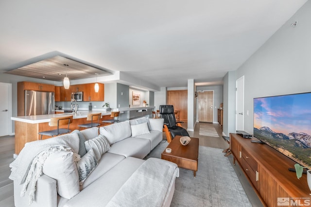 living area with light wood-type flooring