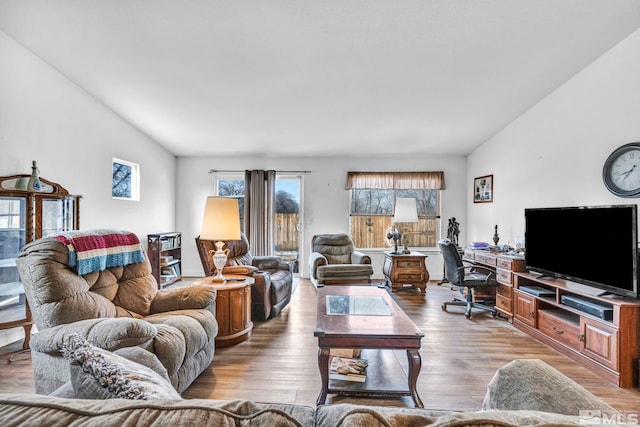 living area featuring wood finished floors