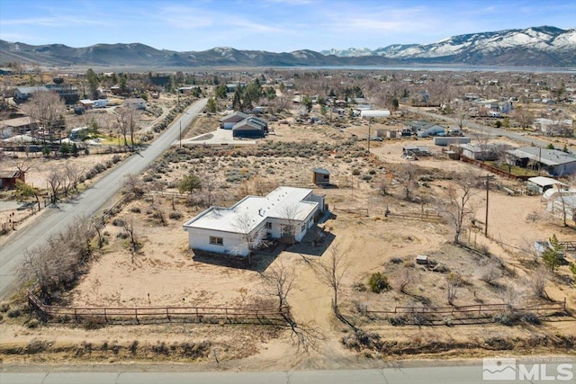 bird's eye view with a mountain view