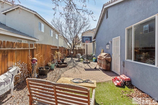 view of yard featuring a patio area and fence private yard