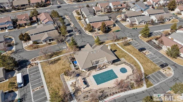 bird's eye view with a residential view