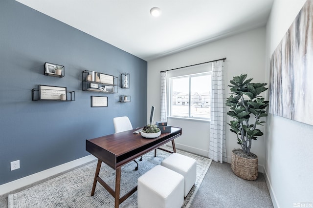 home office with baseboards