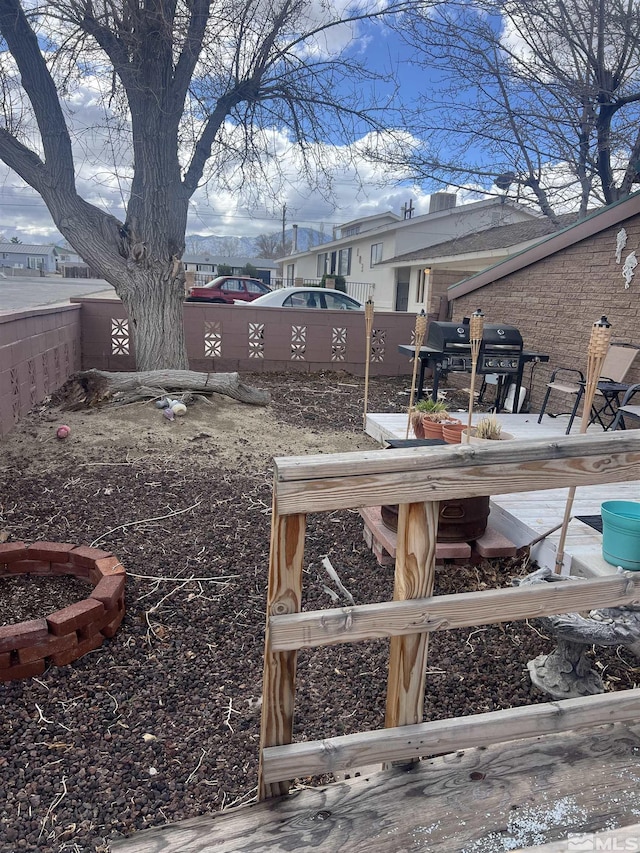 view of yard with fence