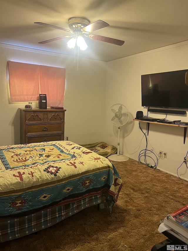 bedroom featuring a ceiling fan and carpet flooring