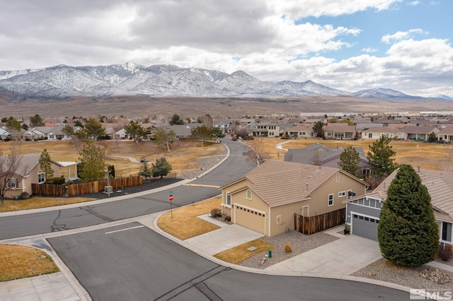 property view of mountains with a residential view