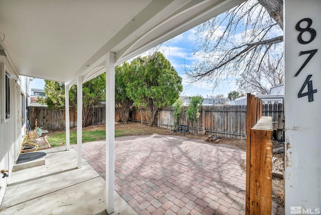 view of patio featuring a fenced backyard