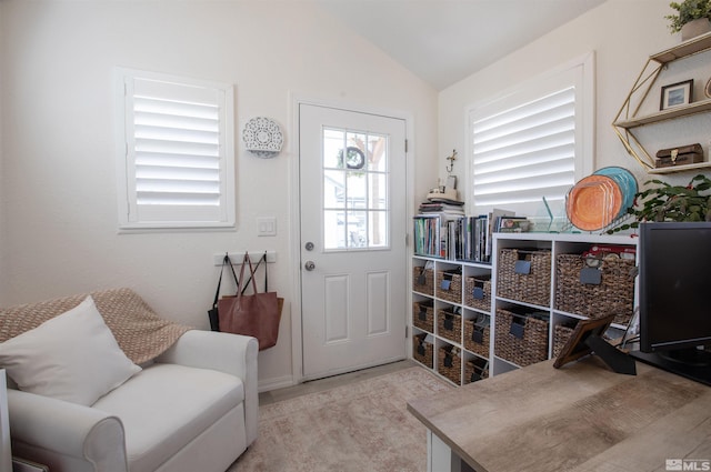 foyer with vaulted ceiling