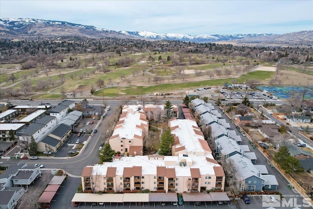 aerial view with a residential view and a mountain view