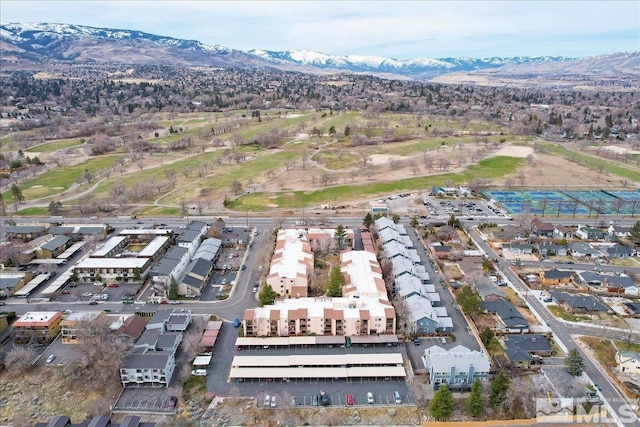 birds eye view of property featuring a mountain view