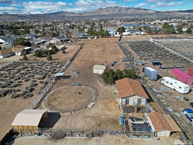 bird's eye view with a mountain view