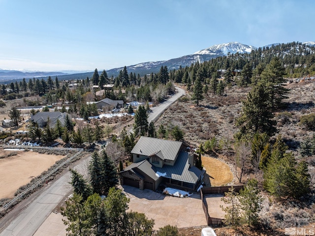 aerial view with a mountain view