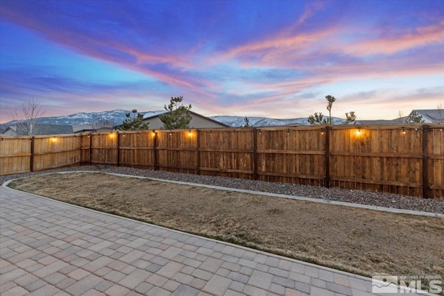 view of yard featuring a patio and a fenced backyard