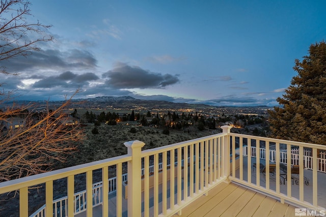 deck featuring a mountain view