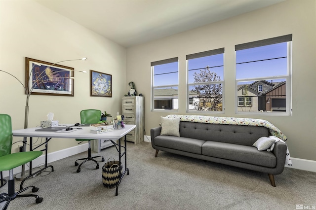 office space with baseboards and carpet