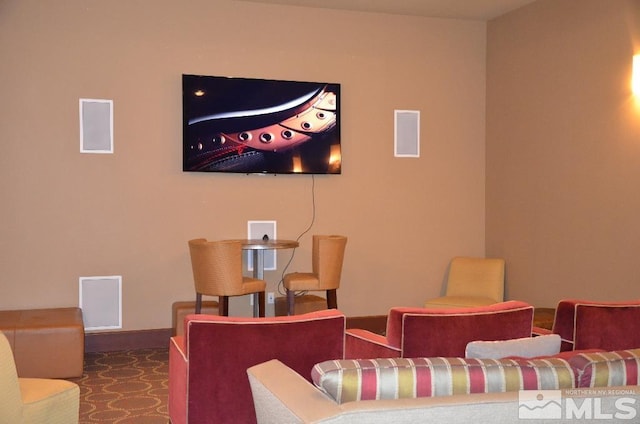 view of carpeted home theater room