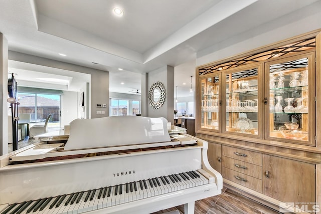 room details with recessed lighting and wood finished floors