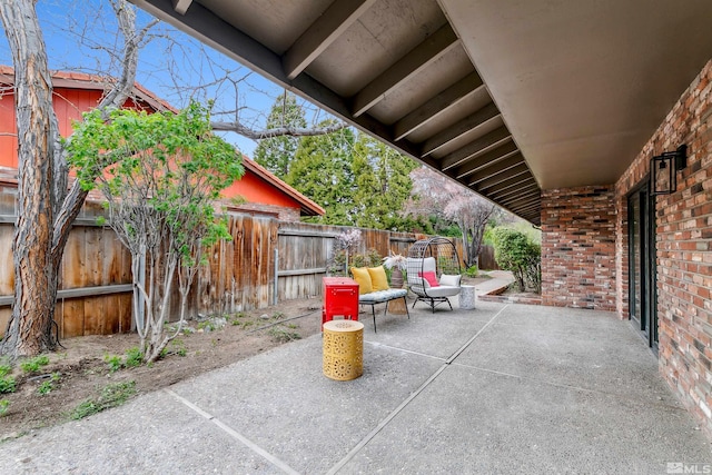 view of patio featuring a fenced backyard