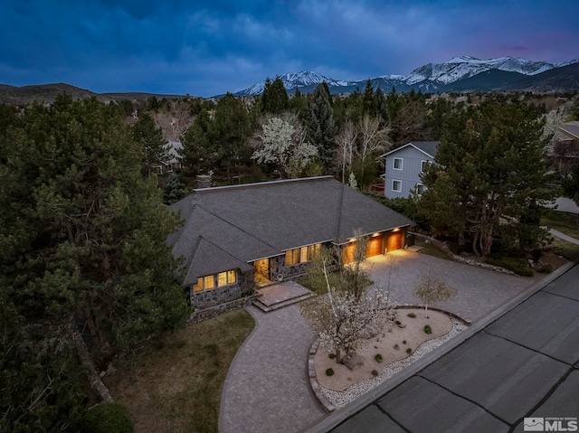 aerial view with a mountain view