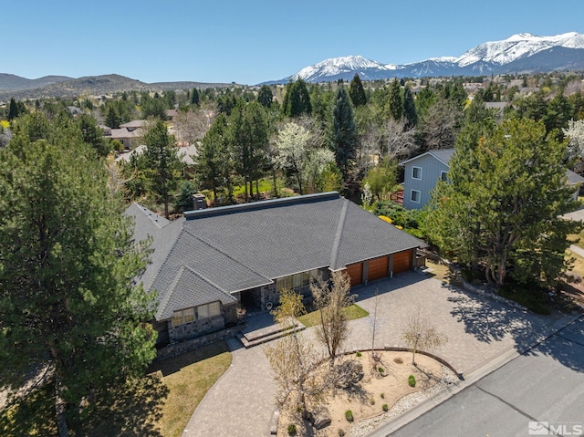aerial view with a mountain view